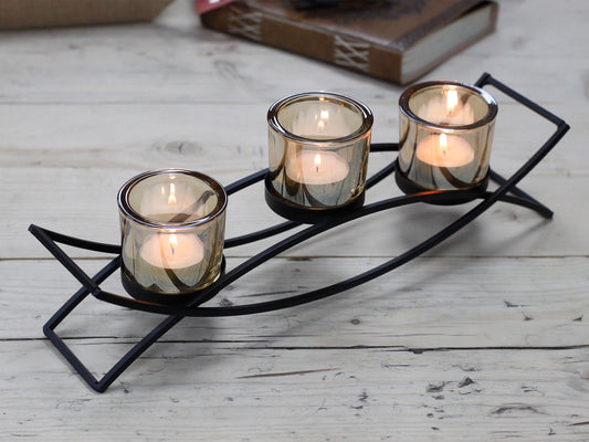 3 Cup Silhouette - Centerpiece Votive Candle Holder - Zelyth