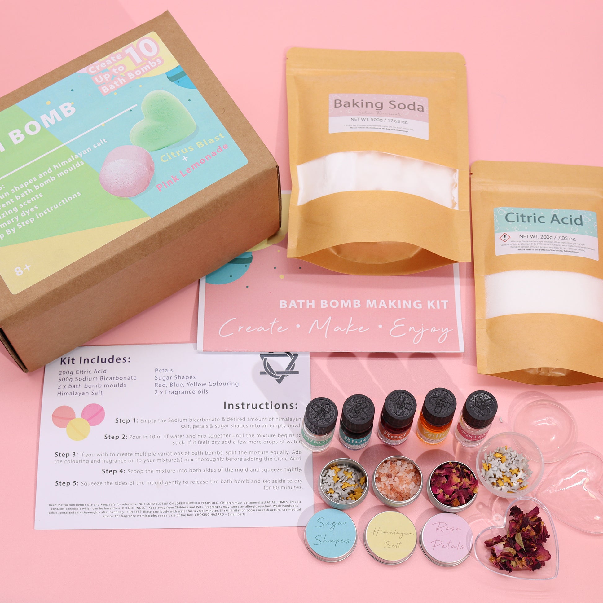 Bath Bomb Kit - Pink Lemonade and Citrus Blast - Zelyth - Great Gifts