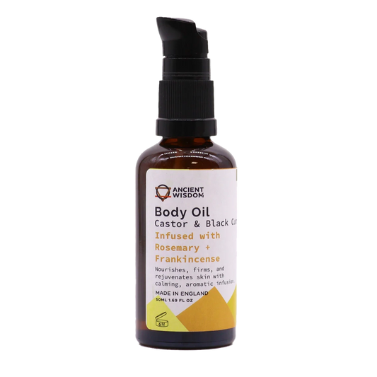 Zelyth Rosemary and Frankincense Organic Body Oil in a stylish bottle, delivering deep hydration, rejuvenation, and a grounding aroma