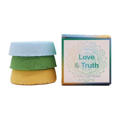 Zelyth Chakra Bath Fizz Set - Love & Truth: Uplifting bath fizzes that promote self-love, clarity, and emotional balance