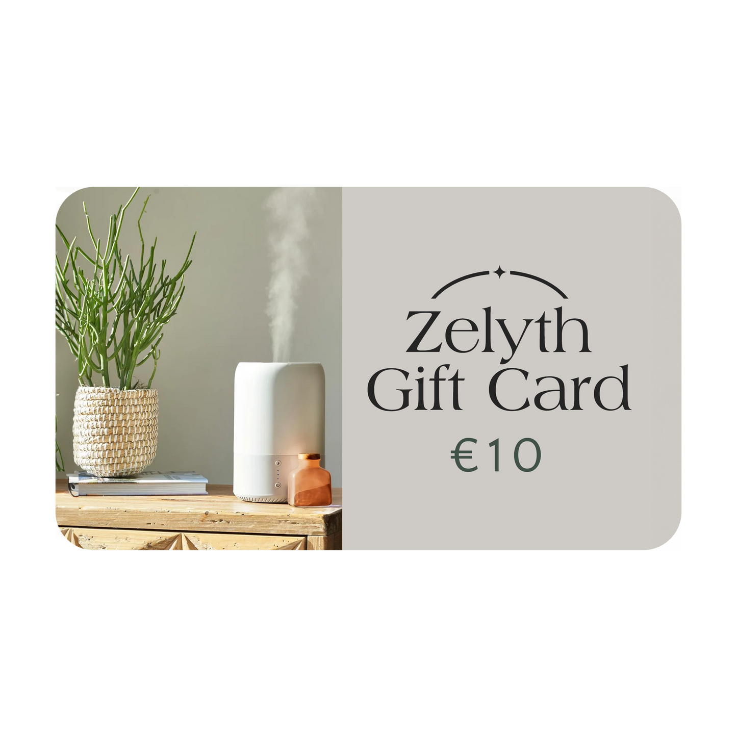 Zelyth €10 gift card a token of wellness perfect for small gestures relaxation self-care and eco-conscious mindfulness elegant and thoughtful