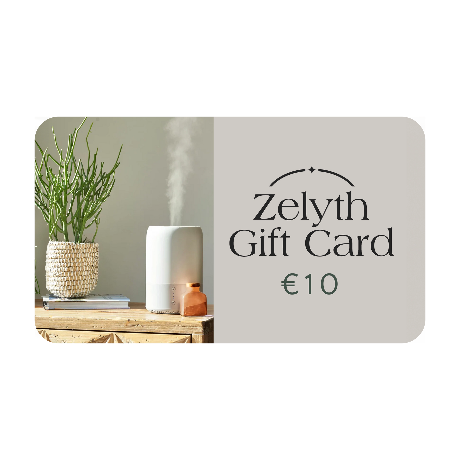 Zelyth €10 gift card a token of wellness perfect for small gestures relaxation self-care and eco-conscious mindfulness elegant and thoughtful