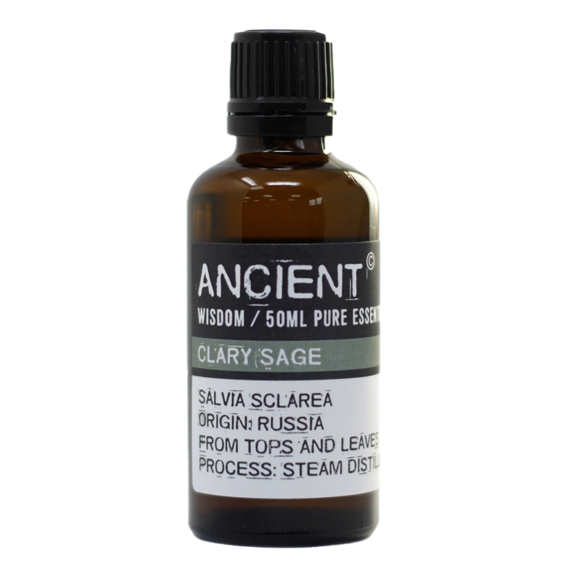 Zelyth Clary Sage Essential Oil in a 50ml bottle – generous supply of calming, floral essence for long-lasting tranquility