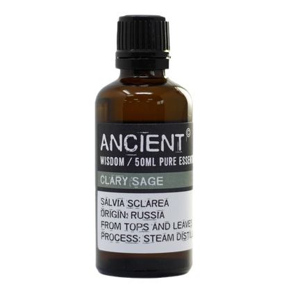 Zelyth Clary Sage Essential Oil in a 50ml bottle – generous supply of calming, floral essence for long-lasting tranquility