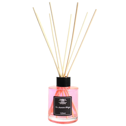 Zelyth Elegant Rituals Reed Diffuser with delicate jasmine blossoms, creating a serene and refreshing atmosphere, perfect for relaxing moments.