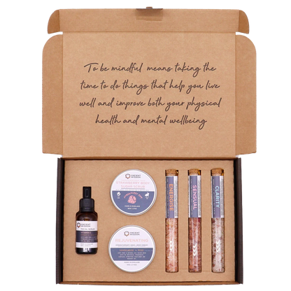 Serenity Essential Self Care Kit by Zelyth – A luxurious collection of bath salts, sugar scrub, body cream, and face serum for ultimate relaxation and rejuvenation. Elevate your rituals with care