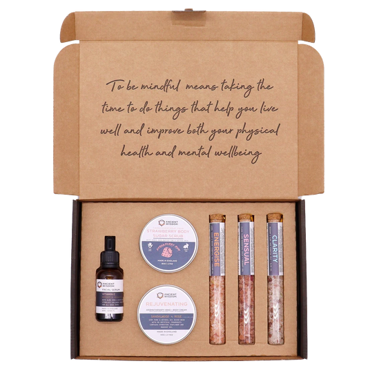 Serenity Essential Self Care Kit by Zelyth – A luxurious collection of bath salts, sugar scrub, body cream, and face serum for ultimate relaxation and rejuvenation. Elevate your rituals with care